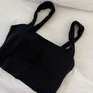 Athleta Black Cropped Tank Top with Scoop Back and Built In Bra